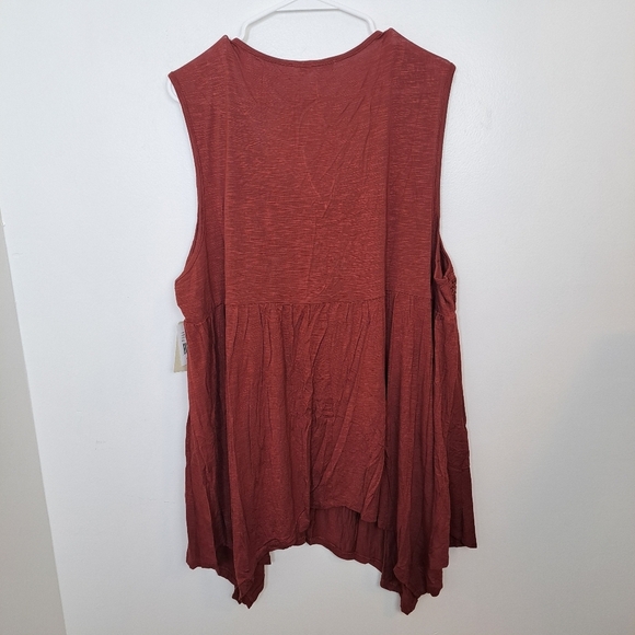 NEW Halo Burnt Orange Lace Boho Festival Sleeveless Asymmetrical Shirt Size 2X - Picture 2 of 6